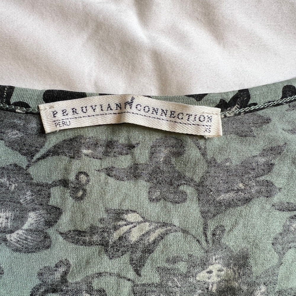 Peruvian Connection Black & Green Floral Fit & Flare Mini Dress - Picture 3 of 5